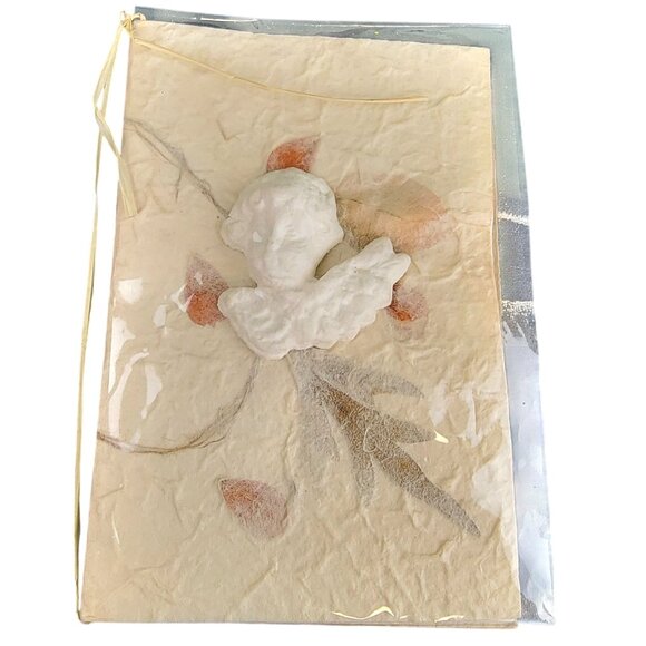 Vintage Hallmark Card Paper Mache Natural Leaves Flowers Angel Birthday Heaven - Picture 2 of 11